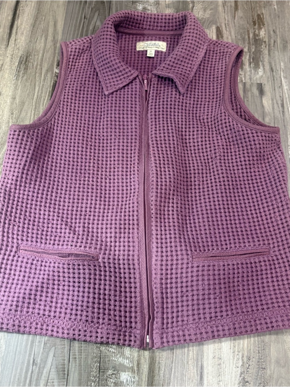 Cabelas Women’s Vest SZ XL Purple Sleeveless Waffle Knit Outdoors Hiking Camping